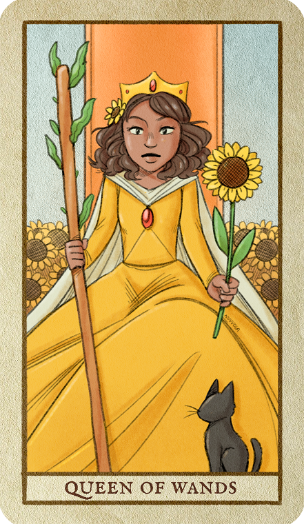 Queen of Wands Tarot Card Meaning and Symbolism, Tarot Oak