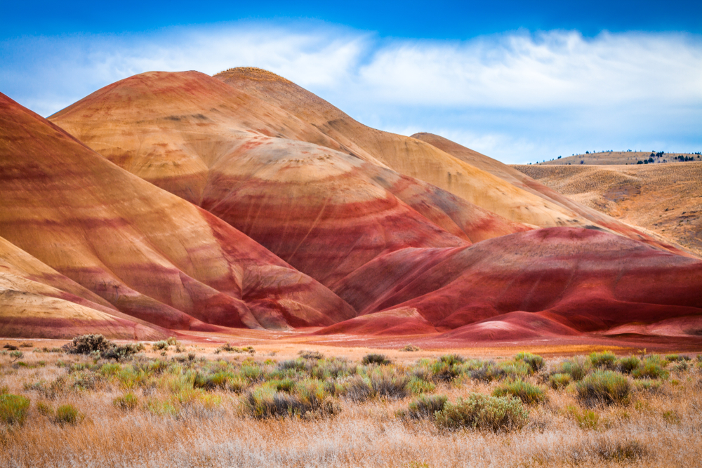 The Painted Hills in Oregon are known for their vibrant colors