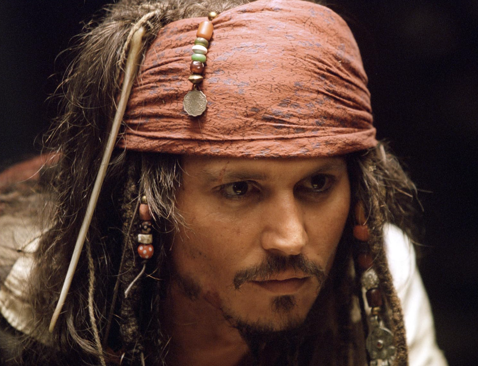 Johnny Depp as Captain Jack Sparrow in Pirates of the Caribbean