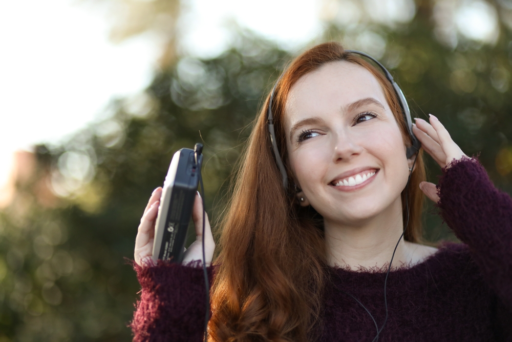 Listening to a Walkman